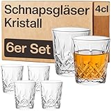 Praknu 6 Schnapsgläser aus Kristall Glas 4cl - Spülmaschinenfest - Standfest dank dickem...