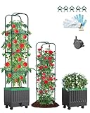 Rankhilfe Obelisk mit Blumenkasten auf Rollen, 174cm Selbstbewässerung...
