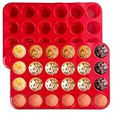 Xpieoyrm Mini Silikon Cupcake Pan Set, 2 Stück Mini 24 Tassen Muffin Form,...