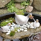 Wasserspeier Ente mit 2 Kindern - mit Pumpe - Keramikfigur, Ideal für...