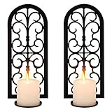 Romadedi Kerzenhalter Wand Schwarz Deko – 2er Set Vintage Wandkerzenhalter Wandhalter...