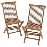 Divero 2er-Set Klappstuhl Teakstuhl Gartenstuhl Teak Holz Stuhl für Terrasse Balkon...