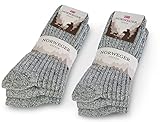 6 Paar Norweger Socken Herren Damen Wintersocken mit Wolle 20100 (39-42, Grau)