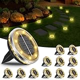 Bowfar 12 Stück Solar Bodenleuchten Aussen, IP65 Wasserdicht Solarlampen 12 LEDs...