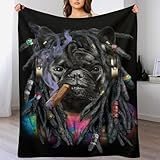 GGJJTT Decke French BullHund Decke Tagesdecke - Weiche Flannel Decke Mit Muster Sofadecke...