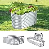 COSTWAY Hochbeet High Grow Oval, Pflanzkasten für Garten, Metall Wellblech, 160 x 80 x 80...