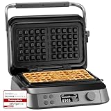 KLAMER Waffeleisen 1600W, doppelte belgische Waffeln, 7 Bräunungsstufen und 5 Programme...