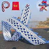 EXCLURA Jongliertücher Drachen-Poi mit Blau-weißem Porzellanmuster, Fließend...