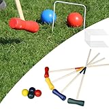 FIVMEN Krocket Spiel Croquet Set Holz Crocket für 4 Spieler Gartenspiele...
