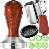 Practimondo 51mm Espresso Tamper Set inkl. Tampermatte und Milchkännchen (350ml) - Der...