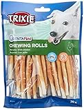 TRIXIE glutenfreie Hühnchen Kaurolle 'Denta Fun Chicken Chewing Rolls, 12 cm, 30 St./240...