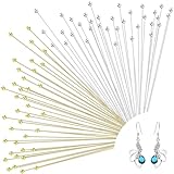 200 Stück Kugelkopf Pins Kupfer Nietstifte 50 mm Gerade Stifte Silberton Golden...