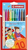 Filzstift und Fineliner in einem - STABILO Trio 2 in 1 - 10er Pack mit 10 verschiedenen...