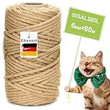 Sisalseil für Kratzbaum, 6MM X 60M Sisalseil, Sisal Kratzbaum Schnur, Kratzbaum Seil für...
