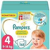 Pampers Baby Windeln Größe 4 (9-14kg) Premium Protection, Maxi, , MONATSBOX, bester...
