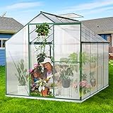ELUCHANG Aluminium Gewächshaus für den Garten:Gewächshäuser mit Fundament und 4 mm...