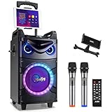 Moukey Karaoke Maschine, Große Karaoke Anlage mit 26cm Woofer & 8cm Tweeter & 2...