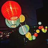 Ibello Lampions Lichterkette Laterne 20 LED 3M Deko Zimmer Batteriebetrieben...