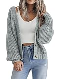 Hotouch Strickjacke Damen Solid Langarm Gestrickte Jacke V-Ausschnitt Cardigan Lässig...