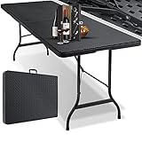 KESSER® Buffettisch Tisch klappbar Kunststoff 180x75 cm Rattan Optik...