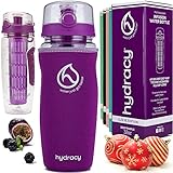 Hydracy Trinkflasche für Fruchtschorlen 1L -Sport Wasserflasche mit Zeitmarkier...