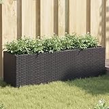 Xichuzi Hochbeet mit 3 Fächern Schwarz 105x30x32 cm Poly Rattan, Palettenrahmen,...