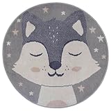 Hanse Home Adventures Kinderteppich Rund - Fuchs Muster, Tier Sterne Muster Teppich Junge...