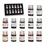 Glas Dip Pen Ink Set, kalligraphie tinte set, 12 bunten Tinten, Kaligraphie-Sets...