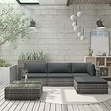 Hommdiy 5-TLG. Garten-Lounge-Set mit Auflagen Ecksofa, Gartenmöbel, 3-Sitzer-Sofa mit...