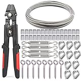 Nikang Drahtseil Crimpzange Set, Stahlseil Presszange + 30M 2mm Edelstahl...