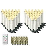 Yznahre LED Weihnachtskerzen Warmweiß Kabellos 40x Christbaumkerzen inkl Batterien & FB...