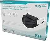 EUROPAPA® Schwarz Medizinisch Type IIR Norm EN14683 zertifizierte Mundschutzmasken OP...