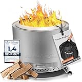 grillshop.at Feuerschale rauchfrei 50x43cm - Edelstahl Grill Feuerschalen für den Garten...
