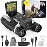 Fernglas Kamera für Erwachsene, 2,4 Zoll Bildschirm 12X Digitalzoom 48MP Bilder 2.5K...
