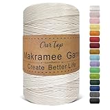 OurTop Premium Makramee Garn Natur, 2mm x 500m Macrame Cord Makramee Schnur...