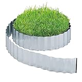 Relaxdays Rasenkante 15m, Beetbegrenzung aus Metall, verzinkt, flexibel, Umrandung f. Beet...