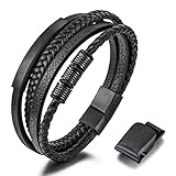 Gkmamrg Geschenke für Männer Herren Armband Leder Armreif schwarz Lederband,...