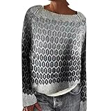 FASLOLSDP Norweger-Pullover Für Damen Damen Sweatshirt Ohne Kapuze Casual Strickpullover...