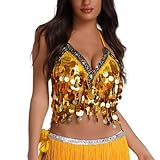 Nasliana Damen Bra-Top mit Pailletten,farbenfrohe glitzernde Neckholder-Top,Damen Sexy...
