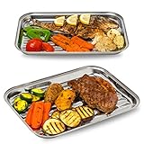 GOURMEO BBQ Grillschalen 2er Set - Edelstahl Grillkorb Grillschale für den Aussenbereich...