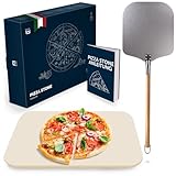 Blumtal Pizzastein für Backofen & Gasgrill 38x30 cm mit Pizzaschieber - Pizzastein...