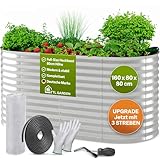 TTL GARDEN 160x80x80cm Spirit M Metall Hochbeet Silber - Stahl rostfrei verzinkt...