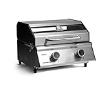 Grillfürst Camping Gasgrill G201E - 2-Brenner Edelstahl Balkon Gasgrill mit Sichtscheibe,...