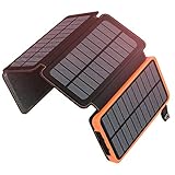 A ADDTOP Solar Powerbank 25000mAh Tragbare Solar Ladegerät mit 4 Solarpanels,...