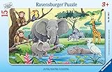 Ravensburger Kinderpuzzle - 06136 Tiere Afrikas - Rahmenpuzzle für Kinder ab 3 Jahren,...