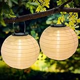 WUJUN Lampions Solar Außen wetterfest weiße Solar-LED-Laterne, Durchmesser 20 cm,...