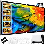 Beamer Leinwand 100 Zoll, LEORFI Projektionsleinwand Outdoor 16: 9 HD, Tragbare Faltbar...