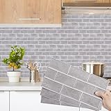 Decoroom Fliesenaufkleber Grau 12pcs/15x30cm Brick Vinyl Selbstklebende...