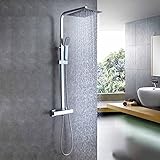 Biubiubath Duschsäule, Thermostat, mit Thermostat-Mischbatterie, quadratische...