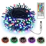 BrizLabs Weihnachtslichterkette Innen, 10M 100 LED USB Bunt Lichterkette Außen...